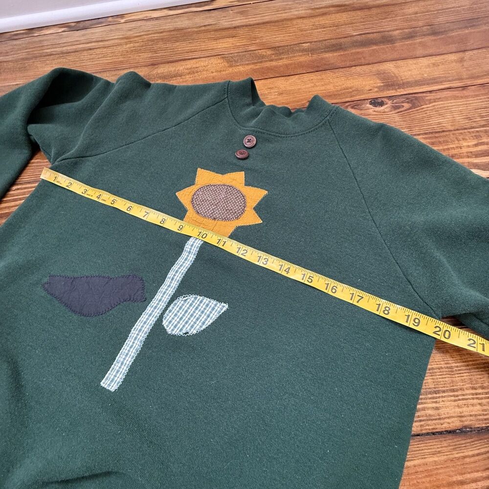Vintage Fruit Loom Mock Neck Sunflower Bird Applique Embroidered Sweatshirt, M - Picture 9 of 12